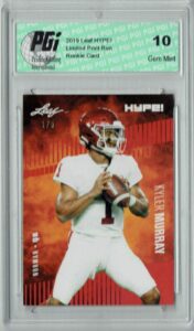 kyler murray 2019 leaf hype! #22a jersey #1 of 5 rookie card pgi 10 - unsigned college cards