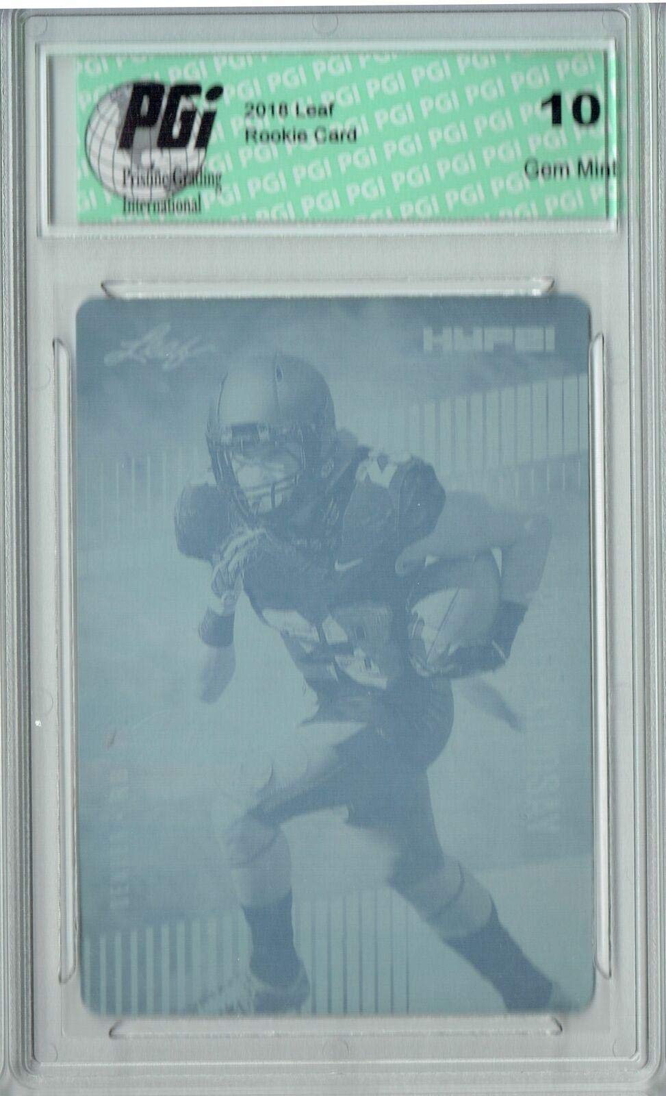 Phillip Lindsay 2018 Leaf HYPE! #12 Rare Cyan Plate 1 of 1 Rookie Card PGI 10 - Football Slabbed Rookie Cards