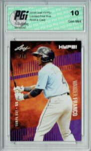 wander franco 2018 leaf hype! #2a jersey #4 of 10 rookie card pgi 10 - leaf baseball cards