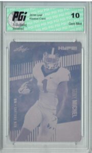 sony michel 2018 leaf hype! #7 rare magenta plate 1 of 1 rookie card pgi 10 - football slabbed rookie cards