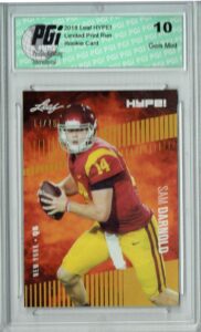 sam darnold 2018 leaf hype! #4 jersey #14/25 rookie card pgi 10 - leaf football cards