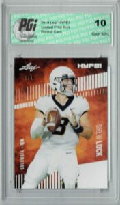 drew lock 2019 leaf hype! #19 blank back 1 of 1 rookie card pgi 10 - unsigned college cards