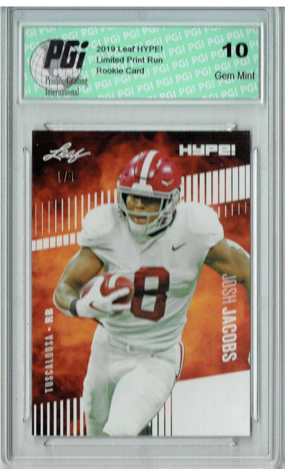 Josh Jacobs 2019 Leaf HYPE! #21 Blank Back 1 of 1 Rookie Card PGI 10 - Football Slabbed Rookie Cards