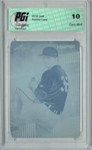 casey mize 2018 leaf hype! #11 rare cyan plate 1 of 1 rookie card pgi 10 - leaf baseball cards