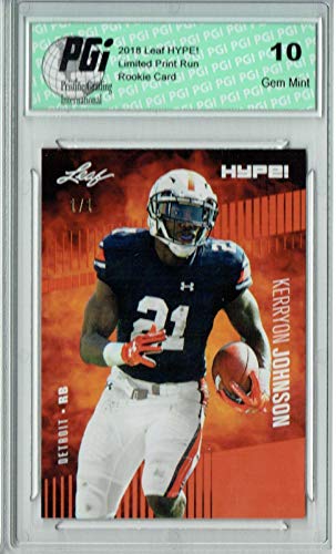 Kerryon Johnson 2018 Leaf HYPE! #14 Orange Blank Back 1/1 Rookie Card PGI 10 - Leaf Football Cards