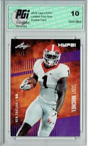 sony michel 2018 leaf hype! #7 blank back 1 of 1 rookie card pgi 10 - leaf football cards