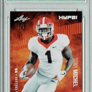 Sony Michel 2018 Leaf HYPE! #7A Masterpiece True 1 of 1 Rookie Card PGI 10 - Leaf Football Cards