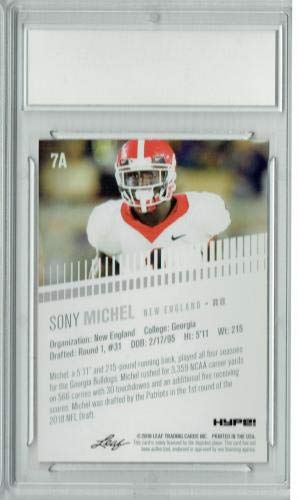 Sony Michel 2018 Leaf HYPE! #7A Masterpiece True 1 of 1 Rookie Card PGI 10 - Leaf Football Cards