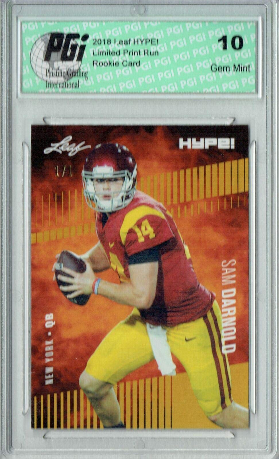 Sam Darnold 2018 Leaf HYPE! #4 Blank Back 1 of 1 Rookie Card PGI 10 - Leaf Football Cards