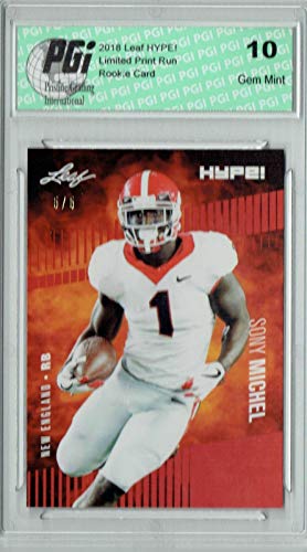 Sony Michel 2018 Leaf HYPE! #7A SP, Limited to 5 Made Rookie Card PGI 10 - Leaf Football Cards