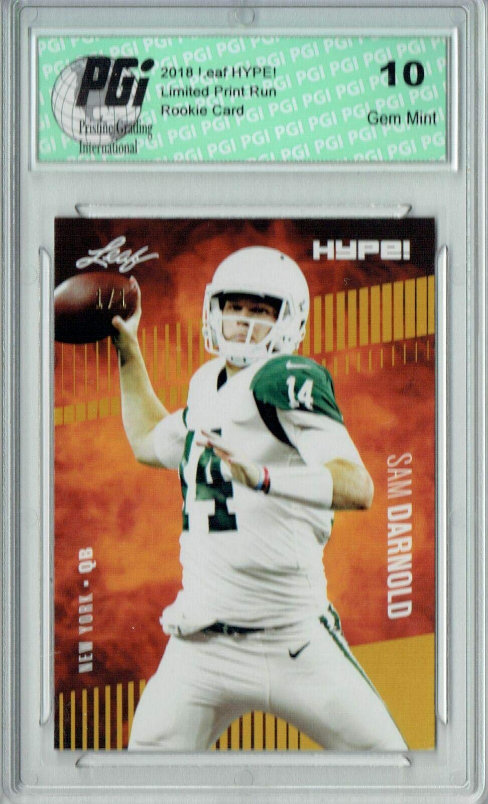 Sam Darnold 2018 Leaf HYPE! #4A Blank Back 1 of 1 Rookie Card PGI 10 - Leaf Football Cards