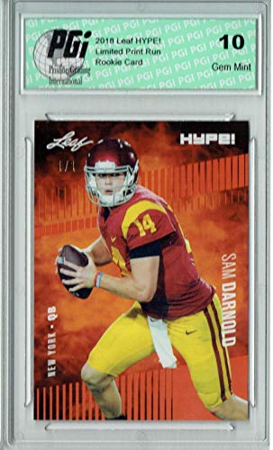 Sam Darnold 2018 Leaf HYPE! #4 Orange Blank Back 1 of 1 Rookie Card PGI 10 - Leaf Football Cards