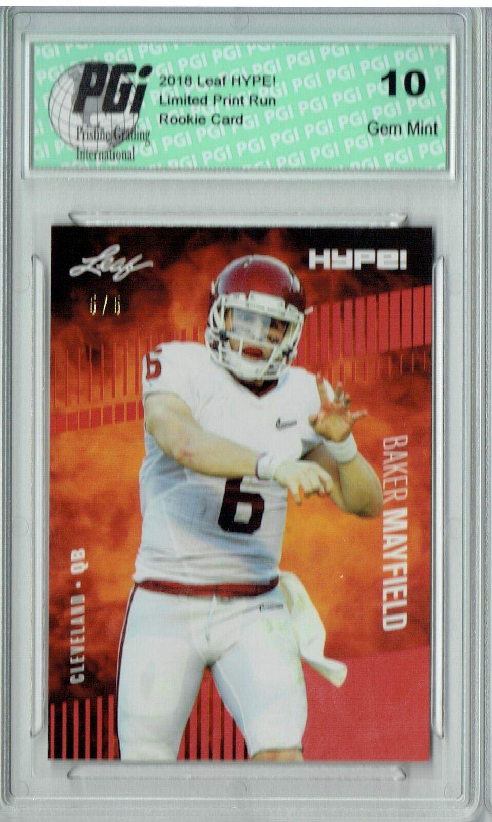 Baker Mayfield 2018 Leaf HYPE! #3 SP, Limited to 5 Made Rookie Card PGI 10 - Leaf Football Cards