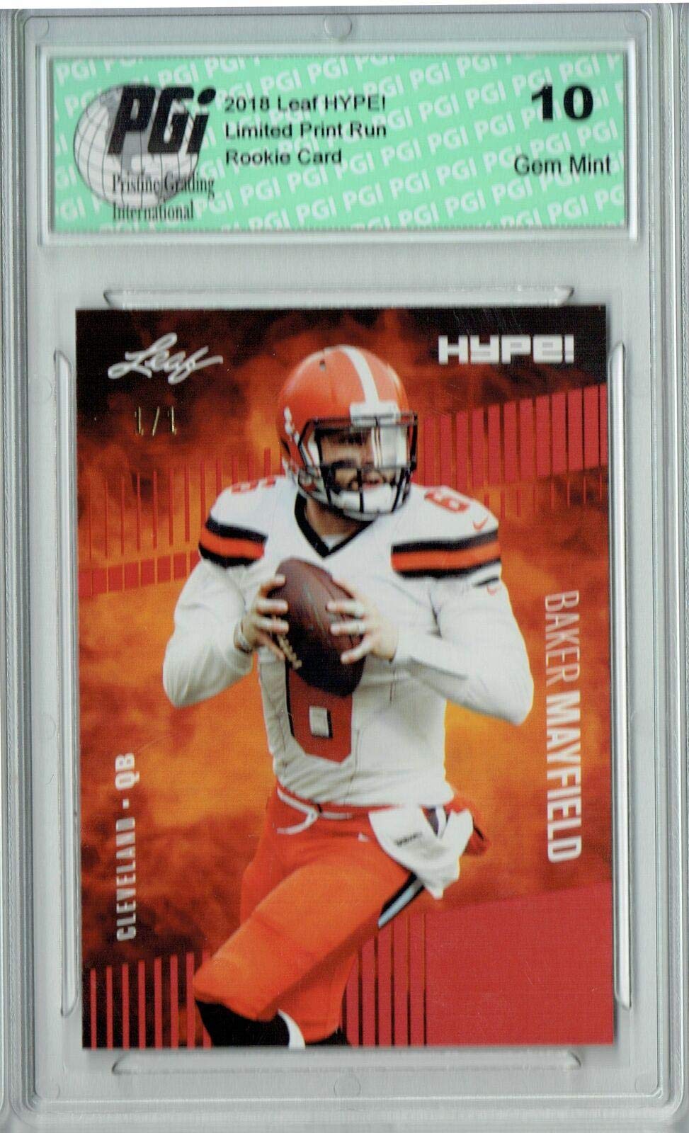 Baker Mayfield 2018 Leaf HYPE! #3A Blank Back 1 of 1 Rookie Card PGI 10 - Leaf Football Cards