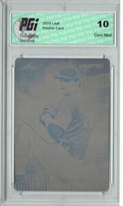 casey mize 2018 leaf hype! #11 rare plate 1 of 1 rookie card pgi 10 - leaf baseball cards