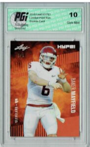 baker mayfield 2018 leaf hype! #3 orange blank back 1 of 1 rookie card pgi 10 - leaf football cards