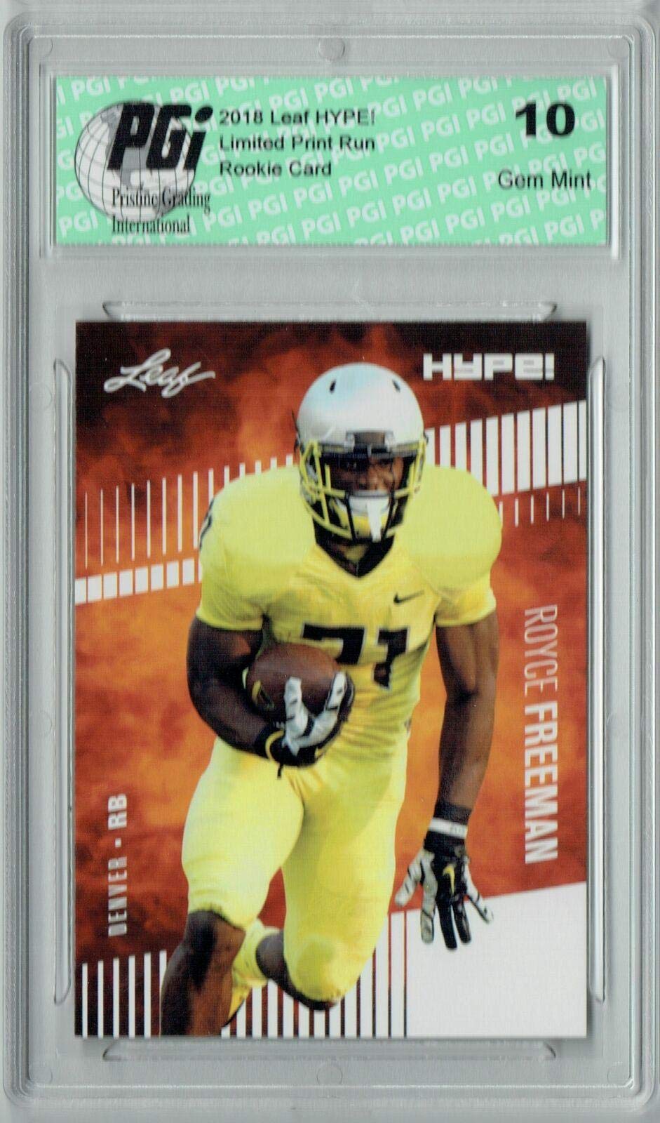 Royce Freeman 2018 Leaf HYPE! #13 - 10) Rookie Card Lot, All Graded PGI 10 - Football Slabbed Rookie Cards