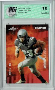 phillip lindsay 2018 leaf hype! #12 blank back 1 of 1 rookie card pgi 10 - leaf football cards