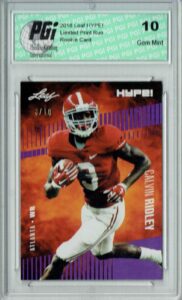 calvin ridley 2018 leaf hype! #8 jersey #3 of 10 rookie card pgi 10 - leaf football cards