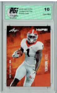 sony michel 2018 leaf hype! #7 orange blank back 1 of 1 rookie card pgi 10 - leaf football cards