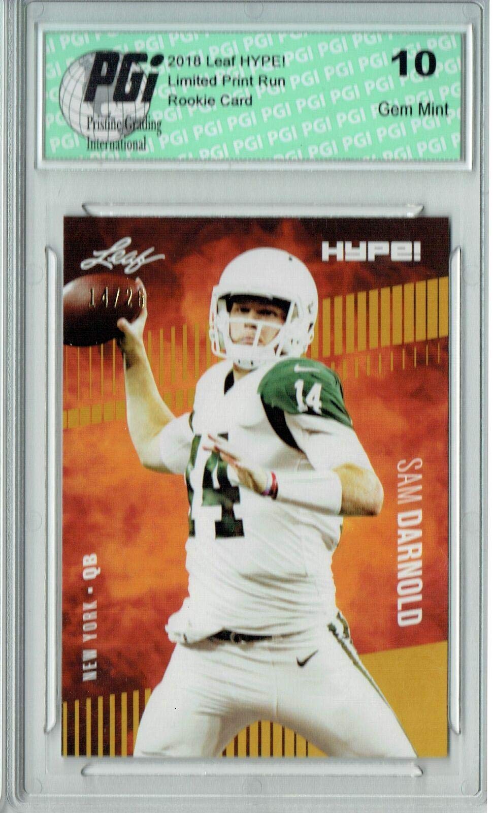 Sam Darnold 2018 Leaf HYPE! #4A Jersey #14/25 Rookie Card PGI 10 - Leaf Football Cards