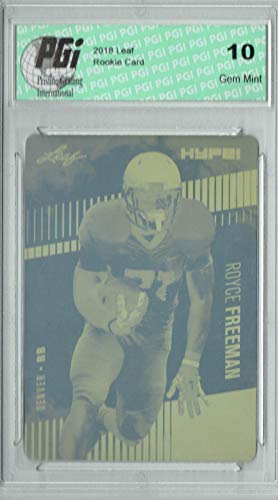 Royce Freeman 2018 Leaf HYPE! #13 Rare Plate 1 of 1 Rookie Card PGI 10 - Football Slabbed Rookie Cards