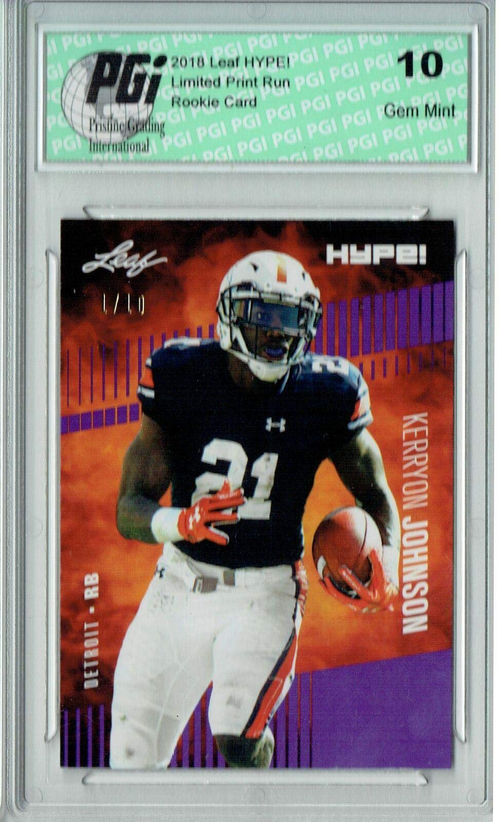 Kerryon Johnson 2018 Leaf HYPE! #14 The #1 of 10 Rookie Card PGI 10 - Leaf Football Cards