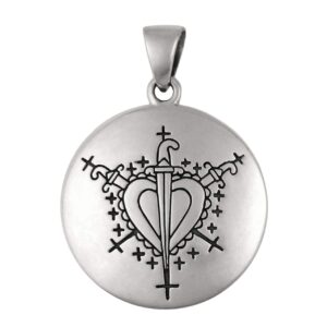 Moonlight Mysteries Sterling Silver Ezili Dantor Voodoo Veve Symbol Pendant