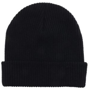 Trendy Apparel Shop Oversized Big Size Plain Ribbed Knit Cuff Long Beanie Hat - Black - 2XL