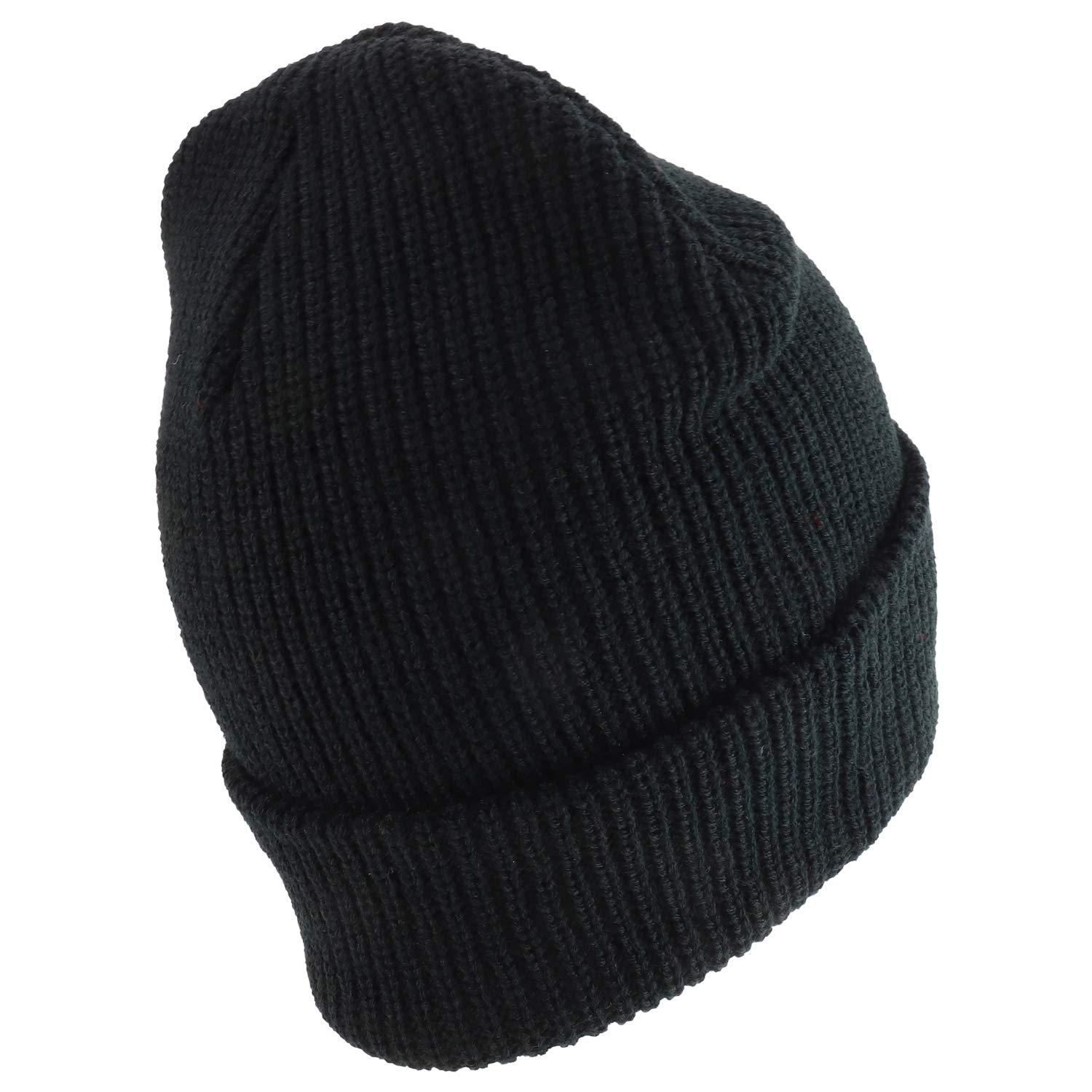 Trendy Apparel Shop Oversized Big Size Plain Ribbed Knit Cuff Long Beanie Hat - Black - 2XL