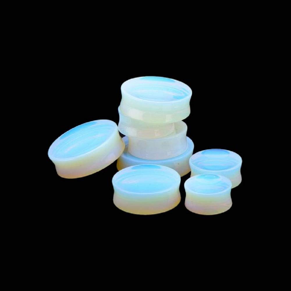 Pierced Owl Opalite Concave Double Flared Saddle Plugs, Sold as a Pair (11.2 mm (7/16"))