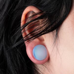 Pierced Owl Opalite Concave Double Flared Saddle Plugs, Sold as a Pair (11.2 mm (7/16"))