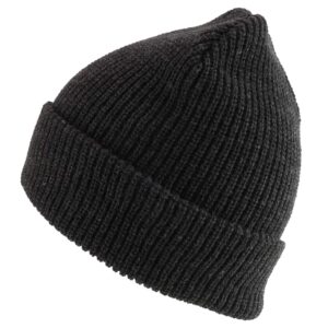 trendy apparel shop oversized big size plain ribbed knit cuff long beanie hat - charcoal - 2xl