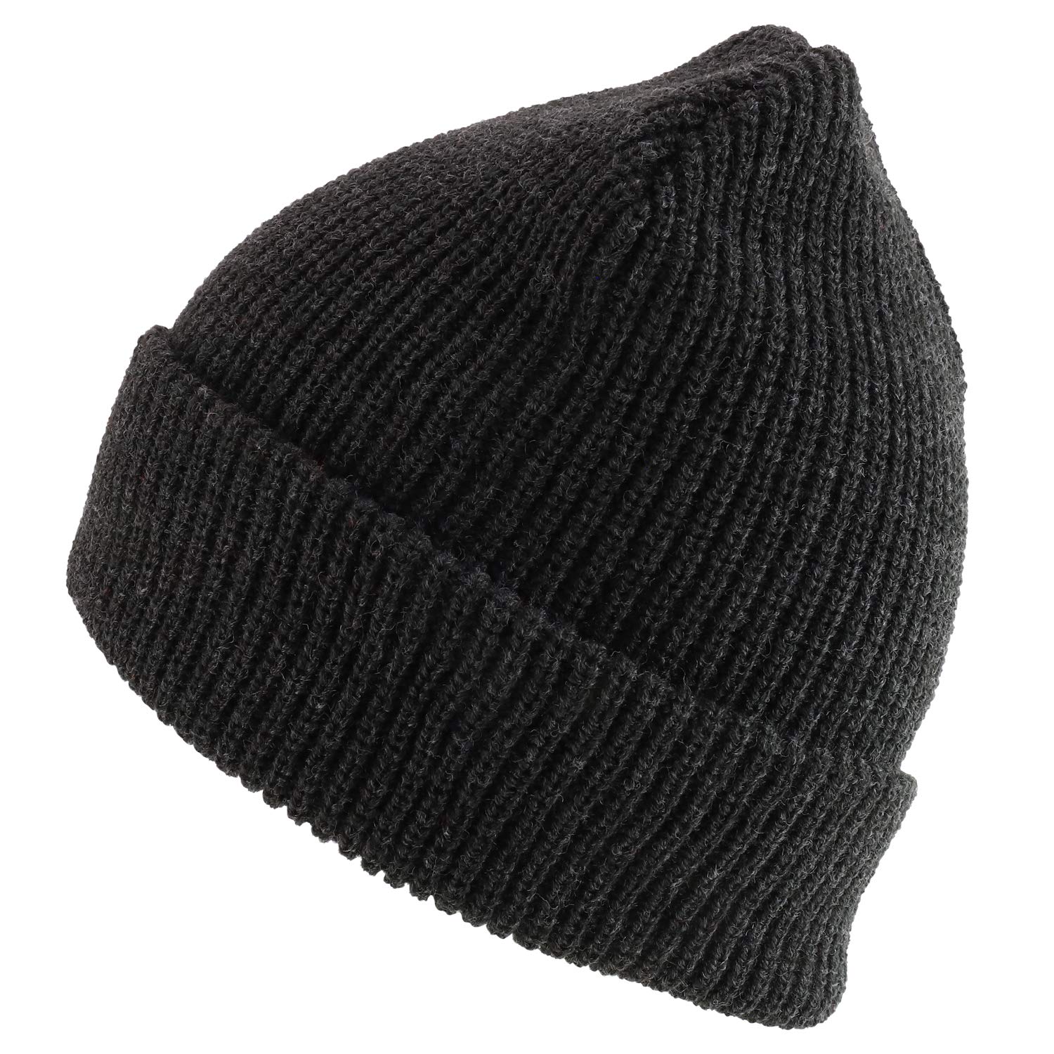 Trendy Apparel Shop Oversized Big Size Plain Ribbed Knit Cuff Long Beanie Hat - Charcoal - 2XL