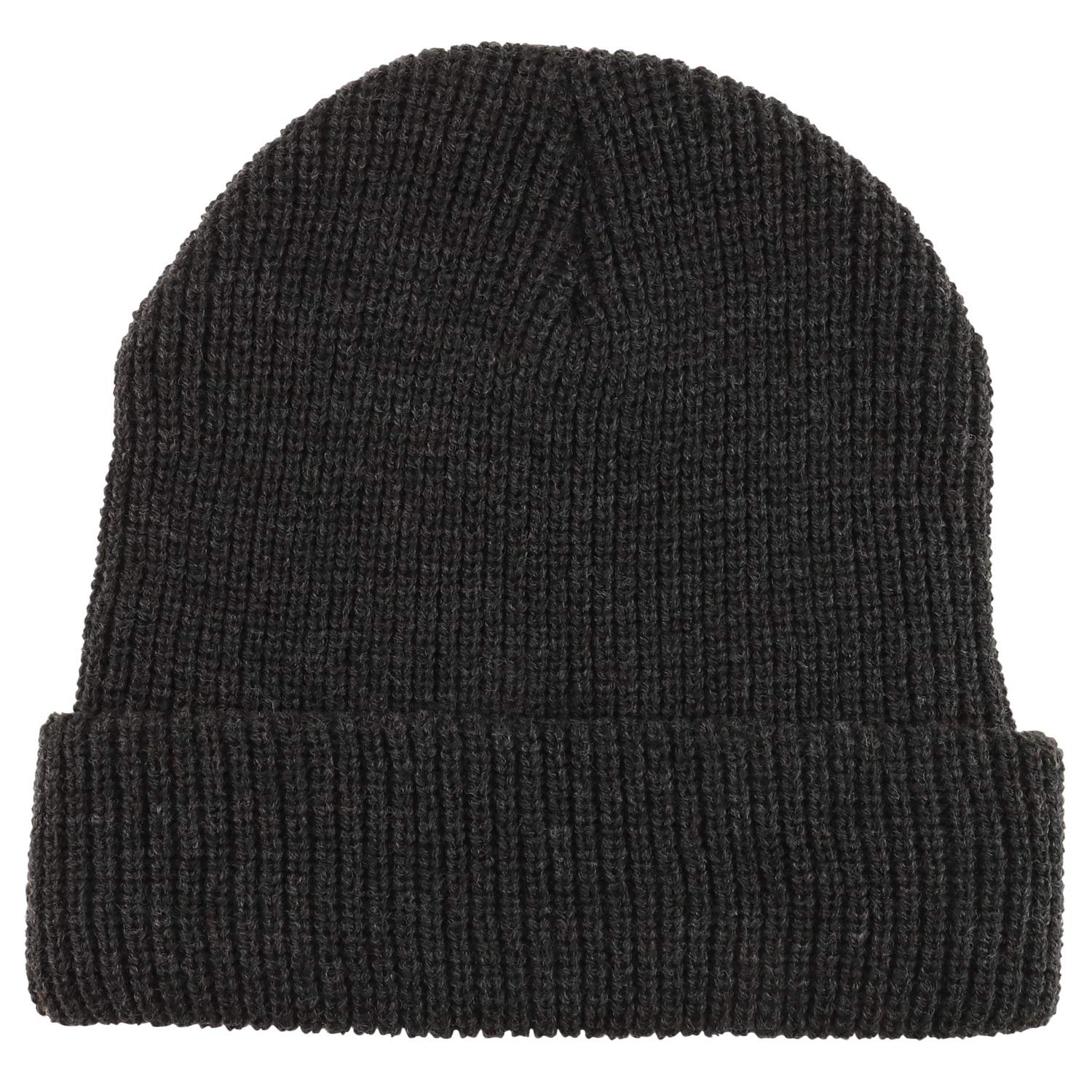 Trendy Apparel Shop Oversized Big Size Plain Ribbed Knit Cuff Long Beanie Hat - Charcoal - 2XL