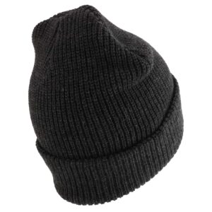 Trendy Apparel Shop Oversized Big Size Plain Ribbed Knit Cuff Long Beanie Hat - Charcoal - 2XL