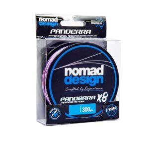 nomad design panderra cyan multicolor x8 braid 300yds (dia. 0.23mm) 20 pounds - premium multicolor pe fiber fishing line with micro weave technology, hydroslick coating, and increased casting distance