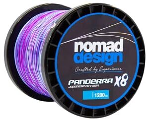 Nomad Design PANDERRA Cyan Multicolor X8 Braid 300YDS (Dia. 0.23mm) 20 pounds - Premium Multicolor PE Fiber Fishing Line with Micro Weave Technology, Hydroslick Coating, and Increased Casting Distance