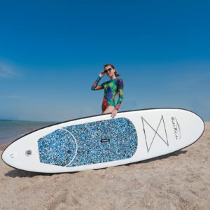 FEATH-R-LITE Inflatable Stand Up Paddle Board 10'x30''x6'' Ultra-Light (16.7lbs) SUP with Paddleboard Accessories,Three Fins,Adjustable Paddle, Pump,Backpack, Leash