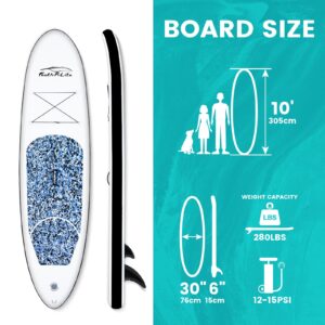 FEATH-R-LITE Inflatable Stand Up Paddle Board 10'x30''x6'' Ultra-Light (16.7lbs) SUP with Paddleboard Accessories,Three Fins,Adjustable Paddle, Pump,Backpack, Leash