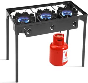 happygrill outdoor camping stove 3-burner high pressure propane gas camp stove with detachable legs