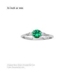 Silvershake Petite Green Nano Emerald & White CZ 925 Sterling Silver Promise Ring Size 6