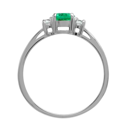 Silvershake Petite Green Nano Emerald & White CZ 925 Sterling Silver Promise Ring Size 6