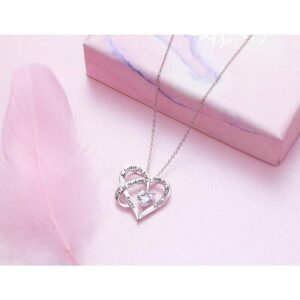 FLYOW A Sister is God's Way of Making Sure We Never Walk Alone Engraved Heart Pendant Necklace 925 Sterling Silver Friendship Jewelry for Women Sisters Siblings,18 inch