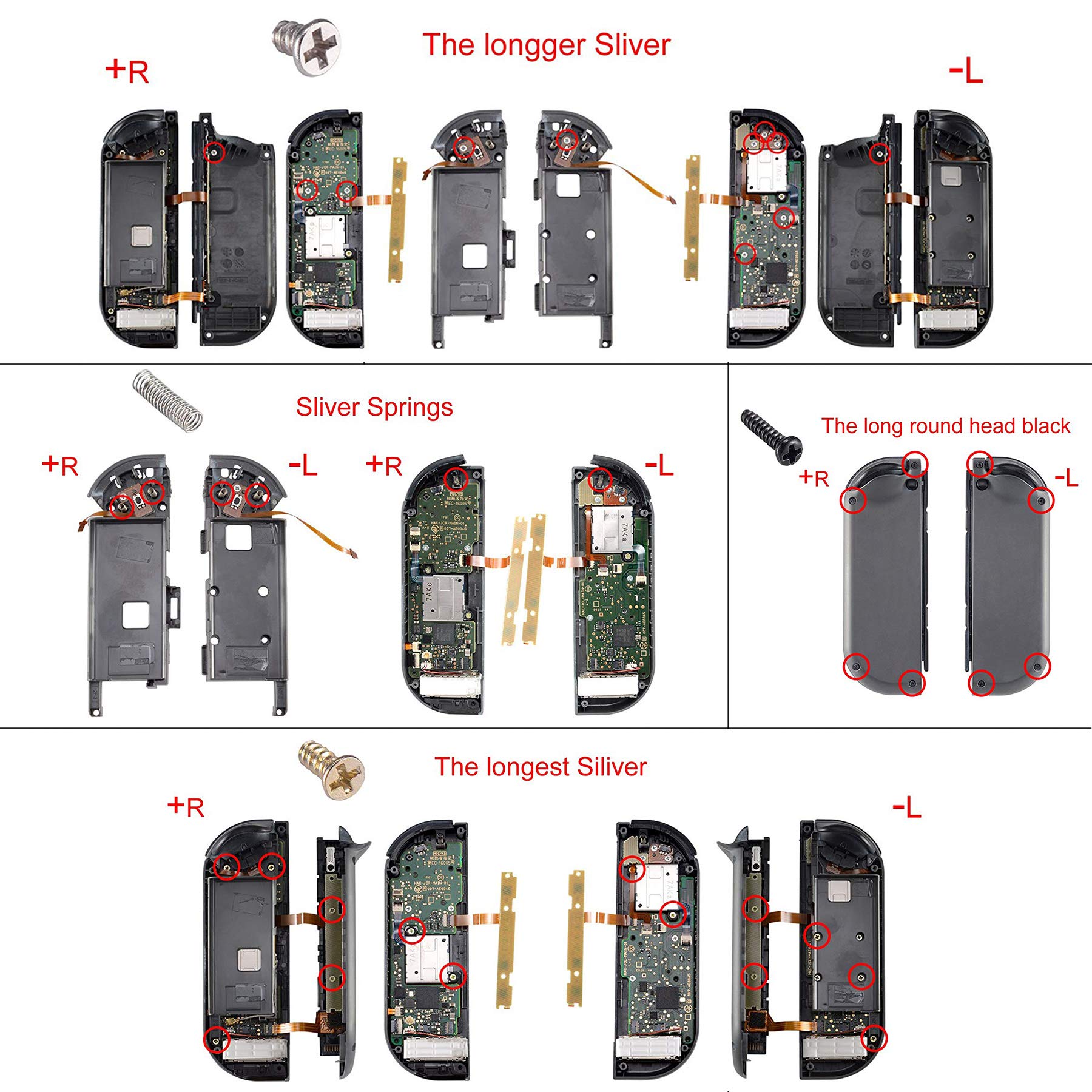 White D-pad ABXY Keys SR SL L R ZR ZL Trigger Buttons Springs, Replacement Full Set Buttons Fix Kits for Nintendo Switch & Switch OLED Joycon (D-pad ONLY Fits for eXtremeRate Joycon D-pad Shell)