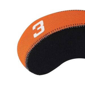 11pcs/Set Neoprene Iron Headcover Set with Large No. for All Brands Callaway,Ping,Taylormade,Cobra Etc. (Orange & Black)