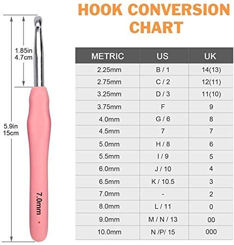 Ergonomic Crochet Hooks Set with Case, BCMRUN 2.25mm(B)-6mm(J) Soft Grip Handles Knitting Needles with Large-Eye Blunt Needles, Stitch Marker, Tape Measure, Crochet Needles Kit for Arthritic Hands