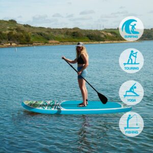 FEATH-R-LITE Inflatable Paddle Board Stand Up Paddleboards for Adults SUP with Complete Premium Accessories Pump, Adjustable Paddle, Leash, Three Fins, Waterproof Phone Bag, Repair Kit, Backpack