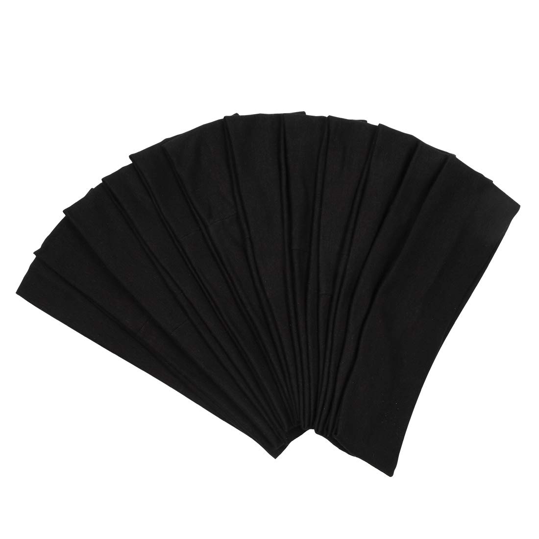 Headbands Hairband Cotton Soft and Stretchy Elastic Solid Color 12 Pcs Per Lot (Black) Middle