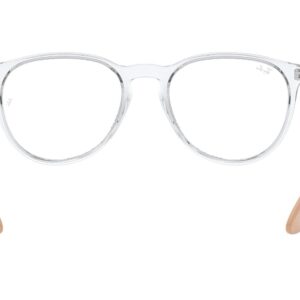 Ray-Ban Women's RX7046 Erika Round Prescription Eyeglass Frames, Transparent on Nude/Demo Lens, 51 mm